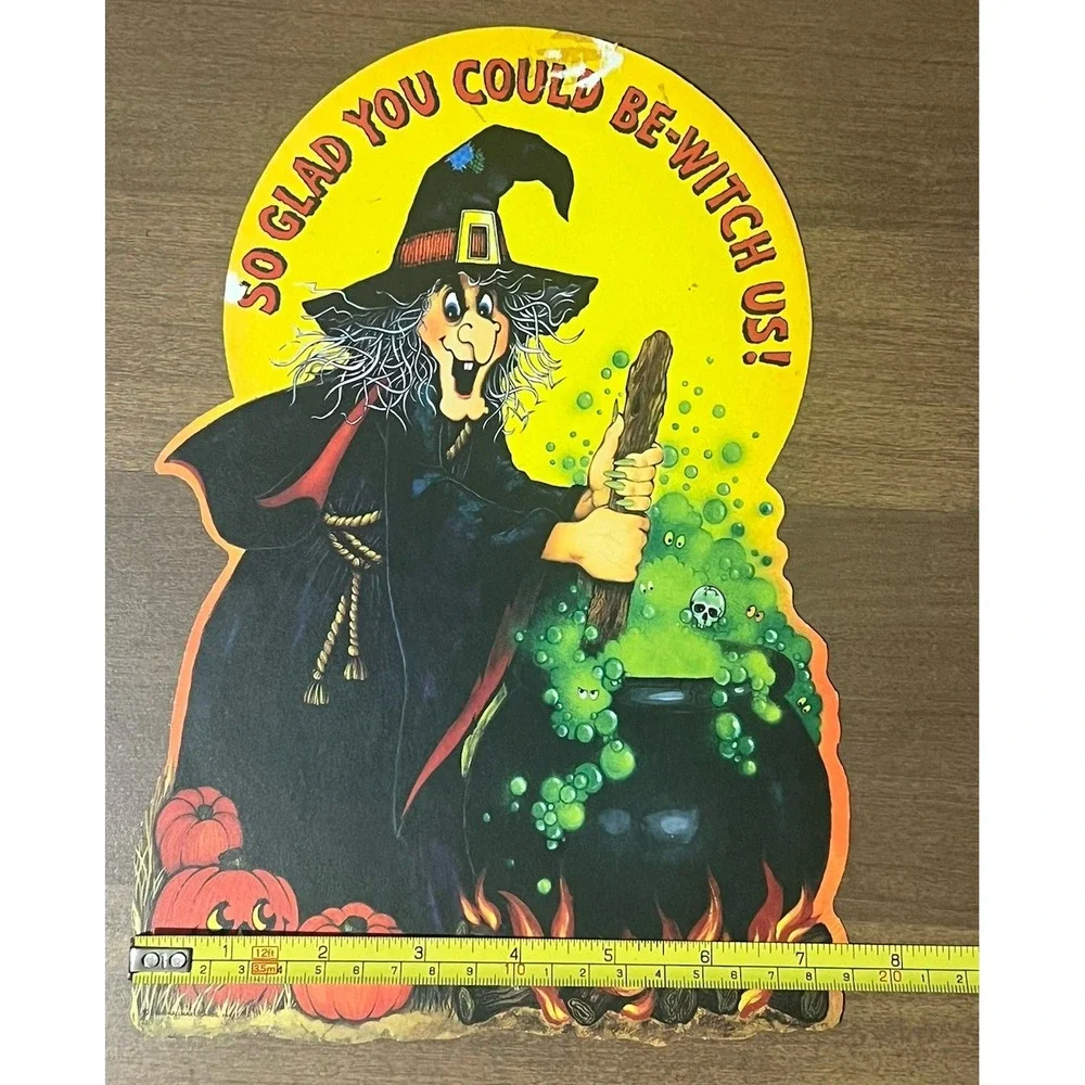Vintage Halloween Decoration Hallmark Witch Brew Pot Die Cut Spooky Décor‎
